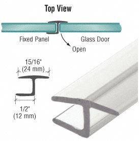 Tätning för 10 mm glas mot glasdörr - Längd 2490 mm