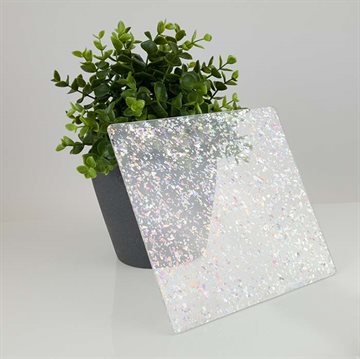 Silverflagga transparent glitter akryl 1220 x 2440 mm