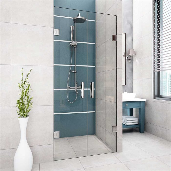 Dubbel duschdörr med Flamea + gångjärn