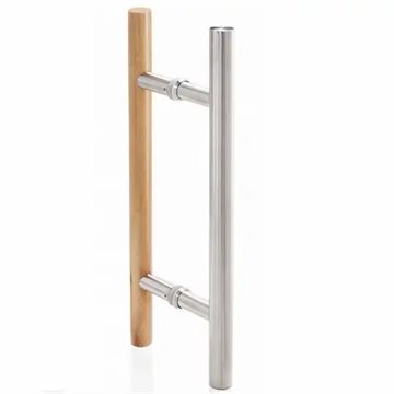 Trähandtag för bastudörr - Blank Krom