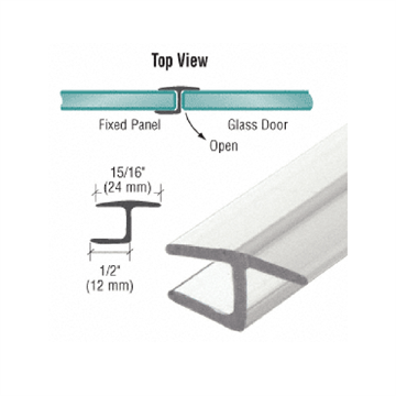 H-profil för 12 mm glas - tätning mellan glas och dörr