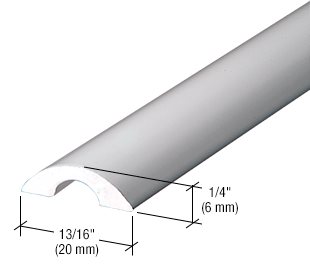 Golvtröskel - Blank - Halvrund - 6 mm x 20 mm x 2,41 m