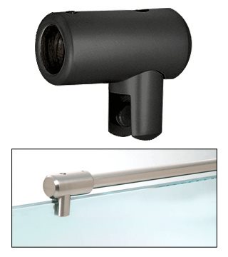 Matt svart duschstångsglashållare för 10-12 mm glas
