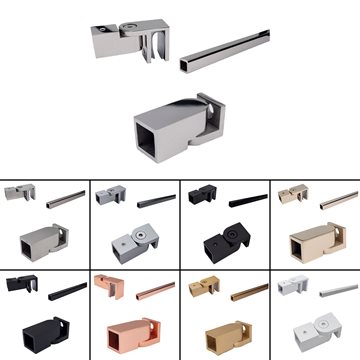 Stabiliseringsstångsset för duschväggar - Fyrkantig 15x15mm - Till vägg - 6-10 mm glas