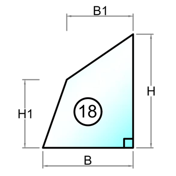 17,52 mm Hærdet og lamineret glas m. pol. kant -Paralellogram