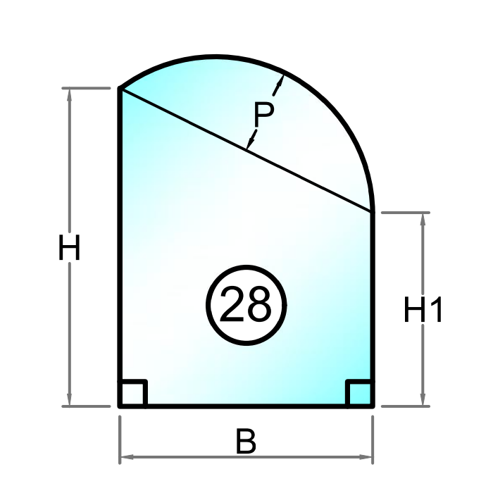 4 mm härdat glas med avdragen kant - Figur 28