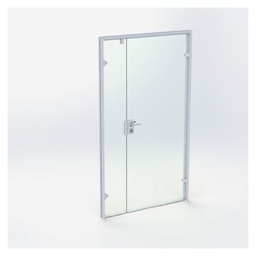Dubbelglasdörr - Matt Silver - M12: 1190 x 2090 mm - (1 aktiv 1 passiv)