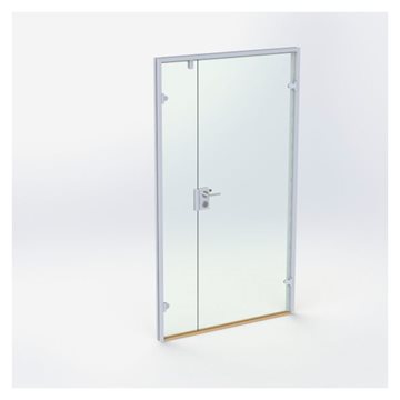 Dubbelglasdörr - Matt Silver - M12: 1190 x 2090 mm - (1 aktiv 1 passiv)