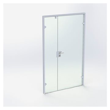 Dubbelglasdörr - Matt Silver - M13: 1290 x 2090 mm - (1 aktiv 1 passiv)