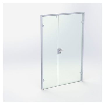 Dubbelglasdörr - Matt Silver - M14: 1390 x 2090 mm - (1 aktiv 1 passiv)