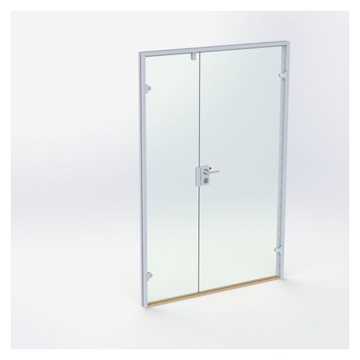 Dubbelglasdörr - Matt Silver - M14: 1390 x 2090 mm - (1 aktiv 1 passiv)