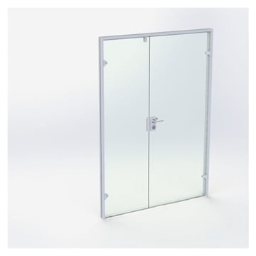 Dubbelglasdörr - Matt Silver - M15: 1490 x 2090 mm - (1 aktiv 1 passiv)