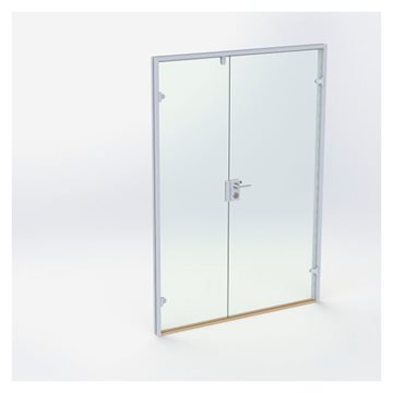 Dubbelglasdörr - Matt Silver - M15: 1490 x 2090 mm - (1 aktiv 1 passiv)