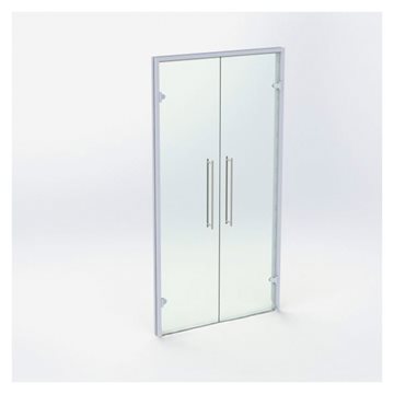 Dubbel glasdörr - Matt silver - M11: 1090 x 2090 mm - (2 aktiv)