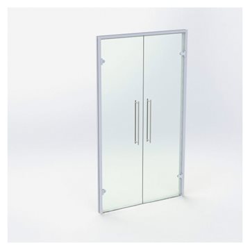 Dubbel glasdörr - Matt silver - M12: 1190 x 2090 mm - (2 aktiv)