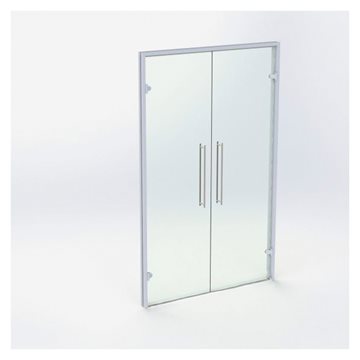 Dubbel glasdörr - Matt silver - M13: 1290 x 2090 mm - (2 aktiv)
