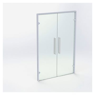 Dubbel glasdörr - Matt silver - M14: 1390 x 2090 mm - (2 aktiv)