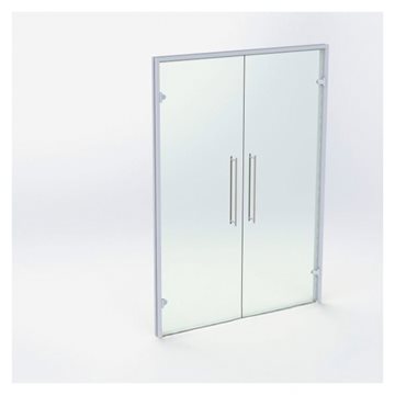Dubbel glasdörr - Matt silver - M15: 1490 x 2090 mm - (2 aktiv)