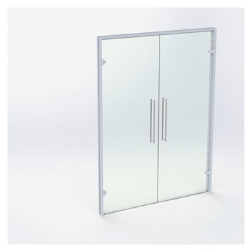 Dubbel glasdörr - Matt silver - M16: 1590 x 2090 mm - (2 aktiv)