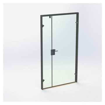 Dubbelglasdörr - mattsvart kantprofil  - M12: 1190 x 2090 mm - (1 aktiv 1 passiv)