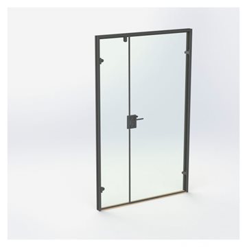 Dubbelglasdörr - mattsvart kantprofil  - M13: 1290 x 2090 mm - (1 aktiv 1 passiv)