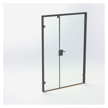 Dubbelglasdörr - mattsvart kantprofil  - M14: 1390 x 2090 mm - (1 aktiv 1 passiv)