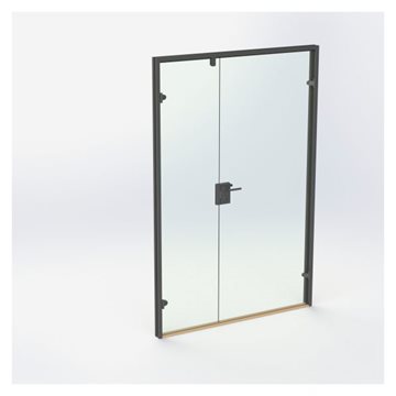 Dubbelglasdörr - Mattsvart - M14: 1390 x 2090 mm - (1 aktiv 1 passiv)
