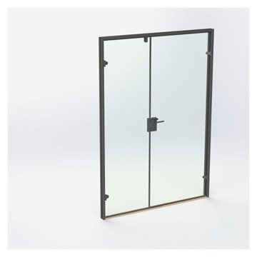 Dubbelglasdörr - mattsvart kantprofil  - M15: 1490 x 2090 mm - (1 aktiv 1 passiv)