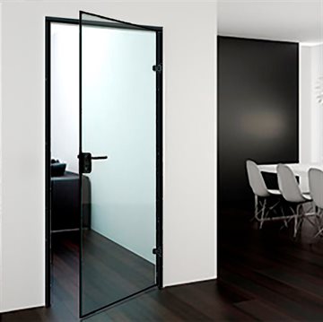 Glasdörr - mattsvart kantprofil - M7: 690 x 2090 mm