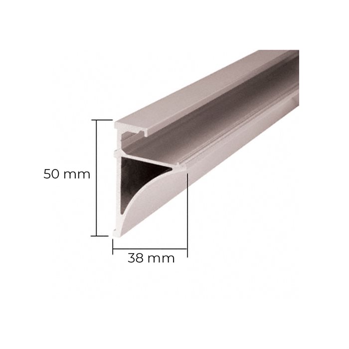 Hyllhållarprofil för 6 mm glas - 2,4 meter - Borstad stållook