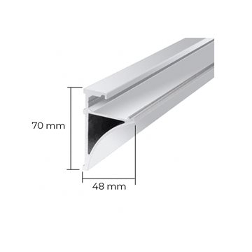 Profil till hyllhållare 2,4 meter lång till 10 mm glas - Blank