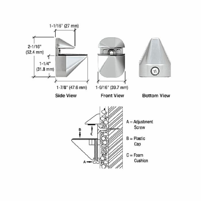 Glashylla hållare till 3-24 mm Krom