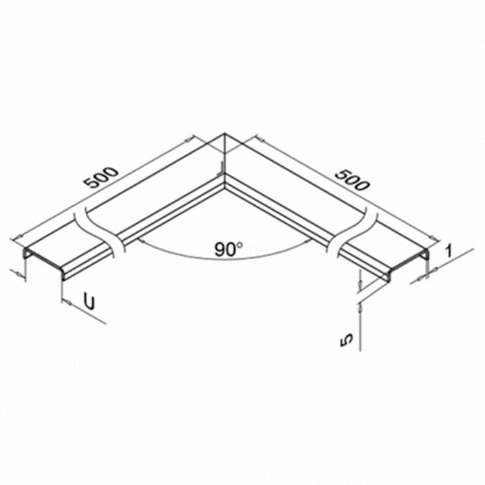 Ledstång till hörn för 16,76 - 17,52 mm glas - Svart