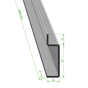 Monteringsprofil för rännsten (T110) - 3 meter