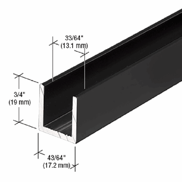 U-profil - Svart Matt - 2,41 m - 19x17x19 mm