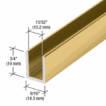 U-profil - Blank Guld - 2,41 m - 19x14,3x19x2 mm