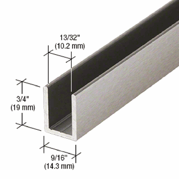 U-profil - Borstat stål finish, 3,66 m - 19,05x14,3x19,05x2 mm