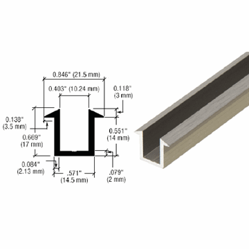 U-profil till mura in - Borstat stål look - 2,40 m till 8-10 mm